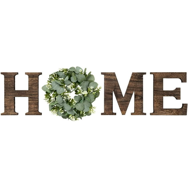 Wall Hanging Wooden Home Sign Decorative Wooden Letters with Wreath Rustic Wall Hanging Wooden Home Sign Wall Decor Signs with Artificial Boxwood Wreath for Home Decor Living Room Wall Hanging Wooden Home Sign Decorative Wooden Letters with Wreath Rustic Wall Hanging Wooden Home Sign Wall Decor Signs with Artificial Boxwood Wreath for Home Decor Living Room